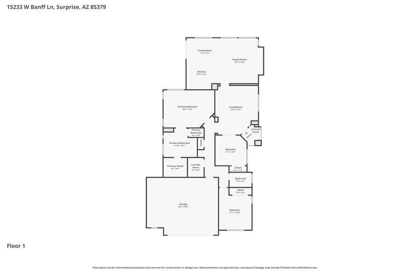 1,990/Mo, 15233 W Banff Ln Surprise, AZ 85379 Floor Plan View