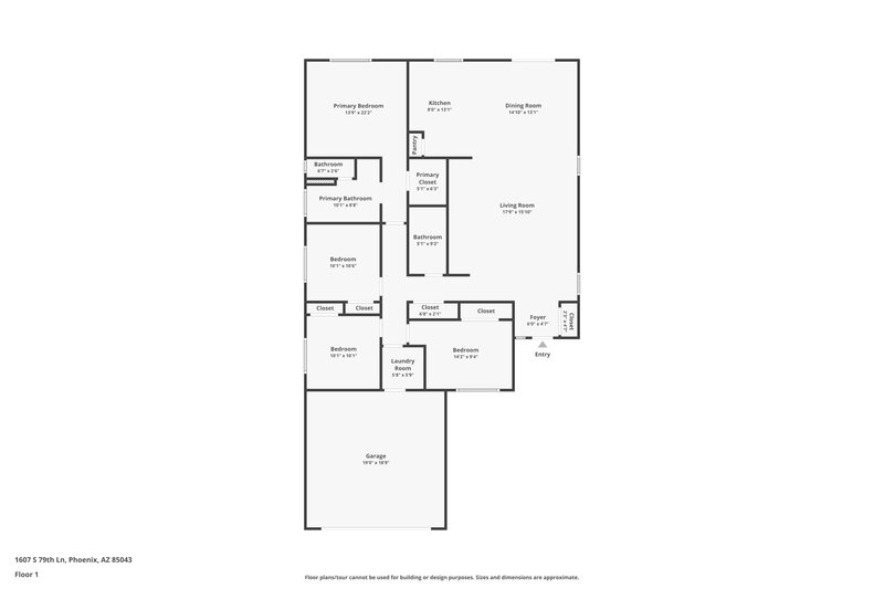 1,950/Mo, 1607 S 79th Ln Phoenix, AZ 85043 Floor Plan View