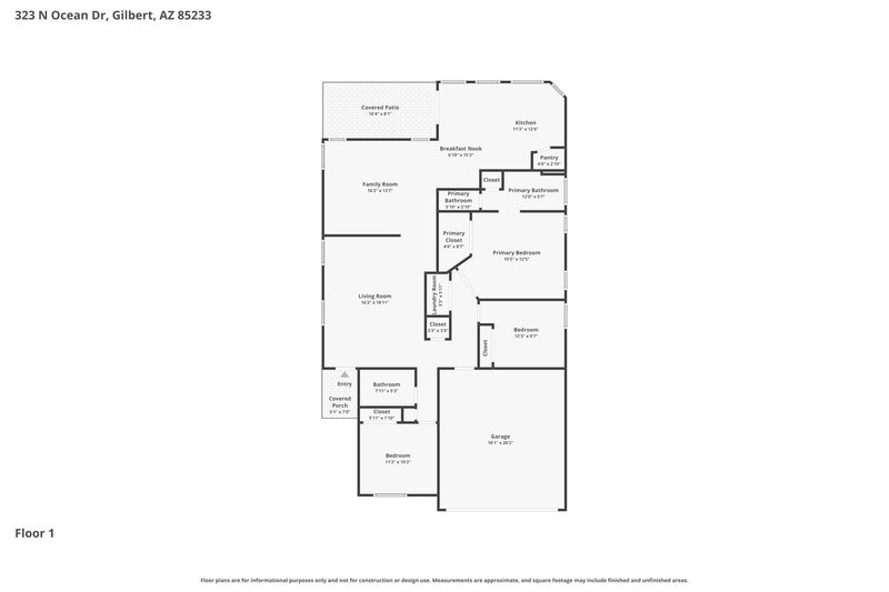 2,340/Mo, 323 N Ocean Dr Gilbert, AZ 85233 Floor Plan View
