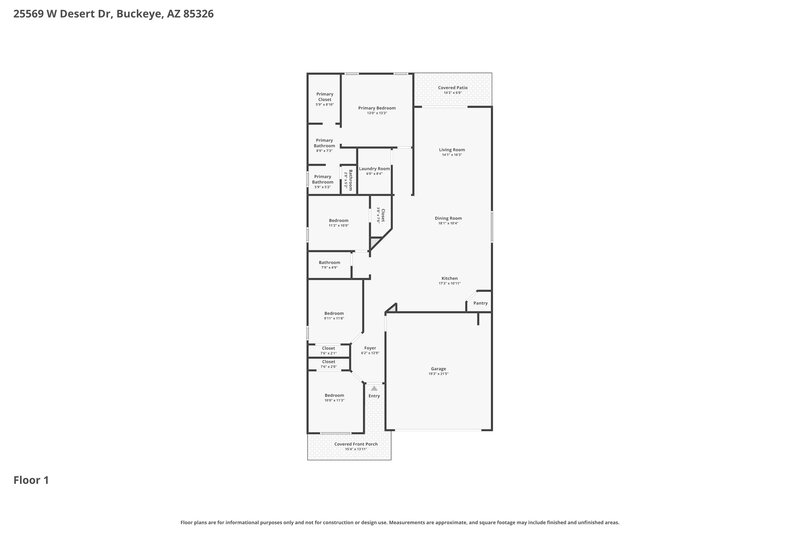 1,960/Mo, 25569 W Desert Dr Buckeye, AZ 85326 Floor Plan View