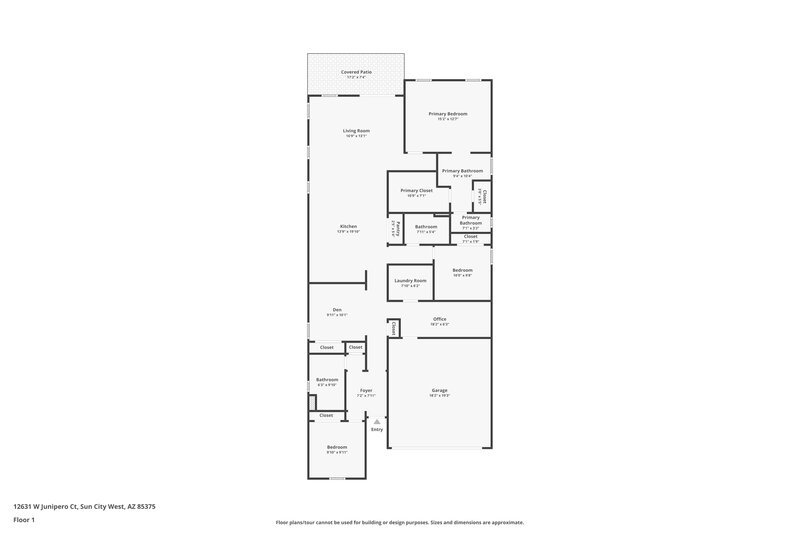 2,000/Mo, 12631 W Junipero Ct Sun City West, AZ 85375 Floor Plan View