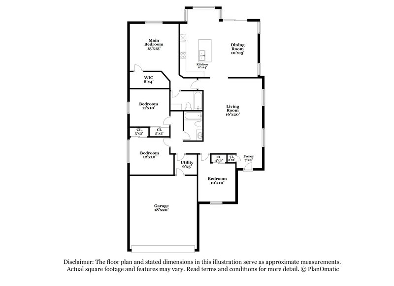 2,140/Mo, 2230 S 63rd Dr Phoenix, AZ 85043 Floorplan View