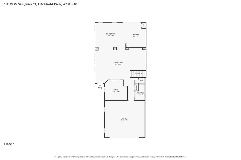 2,445/Mo, 13519 W San Juan Ct Litchfield Park, AZ 85340 Floor Plan View