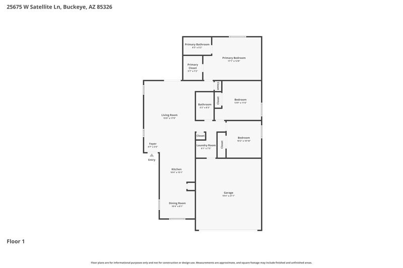 1,650/Mo, 25675 W Satellite Ln Buckeye, AZ 85326 Floor Plan View