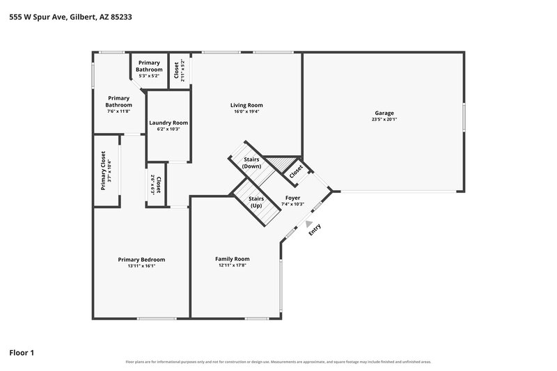 2,595/Mo, 555 W Spur Ave Gilbert, AZ 85233 Floor Plan View