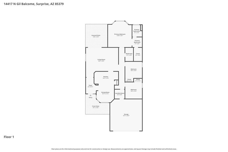 1,950/Mo, 14417 N Gil Balcome Surprise, AZ 85379 Floor Plan View