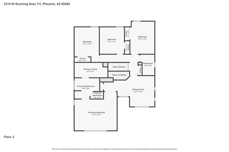 2,395/Mo, 2319 W Running Deer Trl Phoenix, AZ 85085 Floor Plan View 2