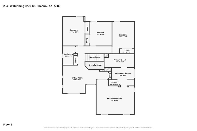 2,475/Mo, 2343 W Running Deer Trl Phoenix, AZ 85085 Floor Plan View 2