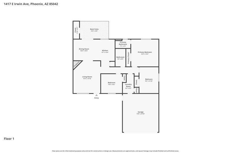 1,990/Mo, 1417 E Irwin Ave Phoenix, AZ 85042 Floor Plan View