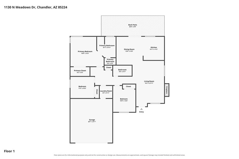 0/Mo, 1130 N Meadows Dr Chandler, AZ 85224 Floor Plan View