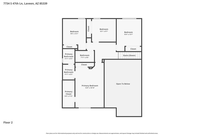 2,285/Mo, 7734 S 47th Ln Laveen, AZ 85339 Floor Plan View 2