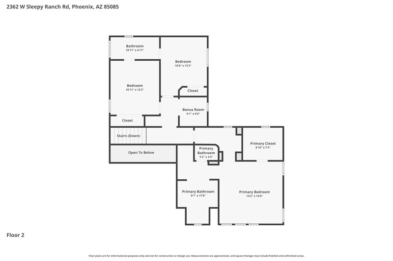 2,270/Mo, 2362 W Sleepy Ranch Rd Phoenix, AZ 85085 Floor Plan View 2