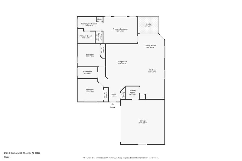 2,095/Mo, 2125 E Danbury Rd Phoenix, AZ 85022 Floor Plan View