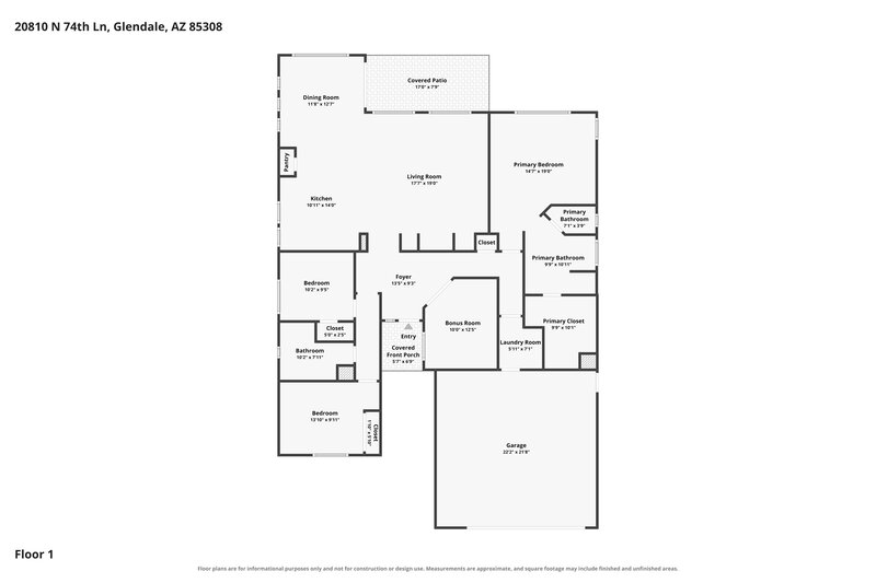 2,530/Mo, 20810 N 74th Ln Glendale, AZ 85308 Floor Plan View