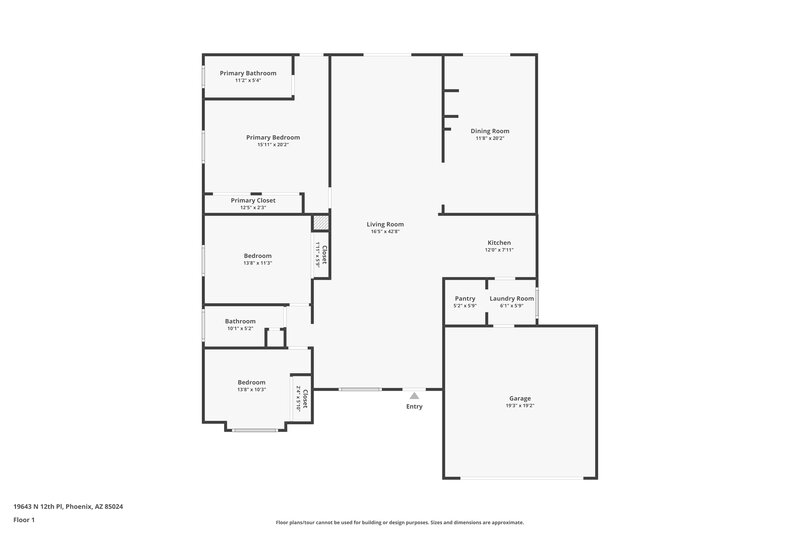 2,015/Mo, 19643 N 12th Pl Phoenix, AZ 85024 Floor Plan View