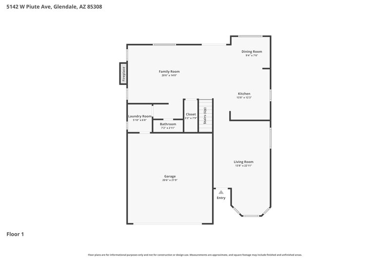 2,480/Mo, 5142 W Piute Ave Glendale, AZ 85308 Floor Plan View