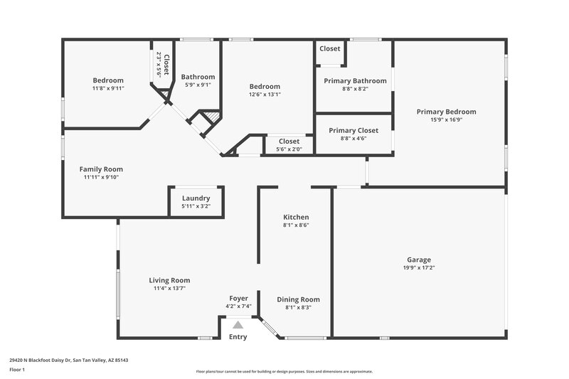1,695/Mo, 29420 N Blackfoot Daisy Dr San Tan Valley, AZ 85143 Floor Plan View