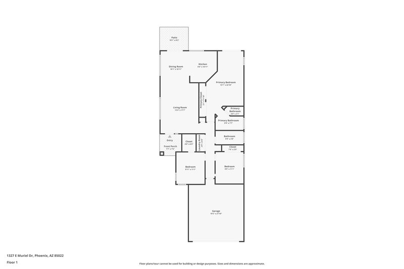 1,975/Mo, 1327 E Muriel Dr Phoenix, AZ 85022 Floor Plan View