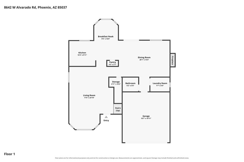2,800/Mo, 8642 W Alvarado Rd Phoenix, AZ 85037 Floor Plan View