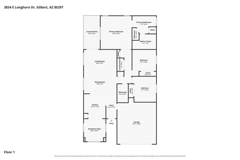 2,245/Mo, 3834 E Longhorn Dr Gilbert, AZ 85297 Floor Plan View