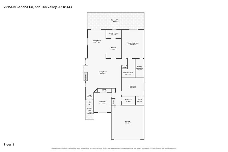 2,080/Mo, 29154 N Gedona Cir San Tan Valley, AZ 85143 Floor Plan View