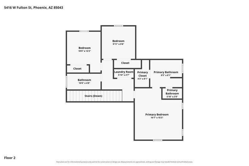 1,835/Mo, 5416 W Fulton St Phoenix, AZ 85043 Floor Plan View