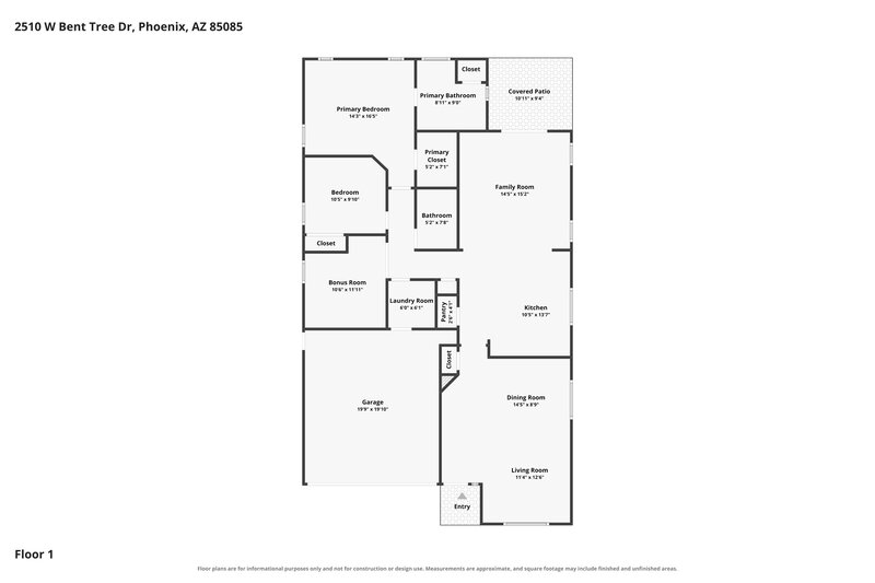 2,210/Mo, 2510 W Bent Tree Dr Phoenix, AZ 85085 Floor Plan View