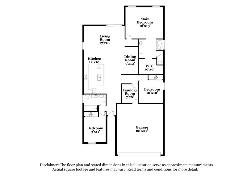 2,075/Mo, 7854 W Forest Grove Ave Phoenix, AZ 85043 Floor Plan View