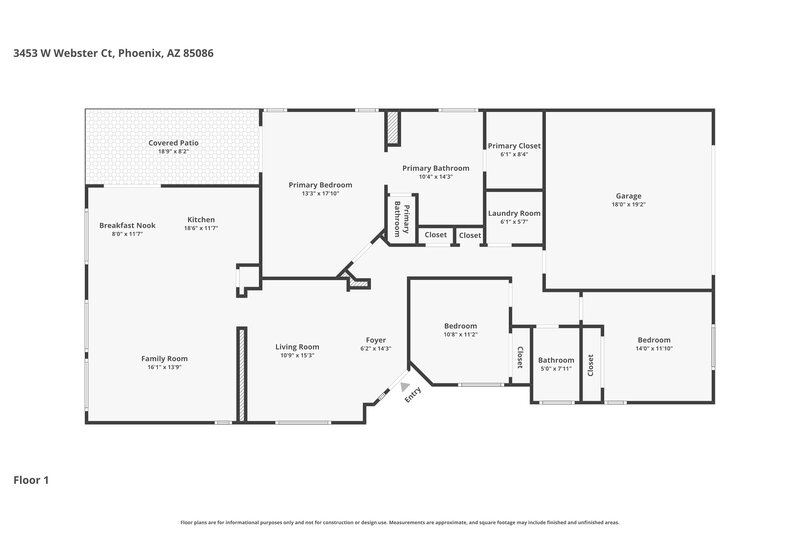 2,225/Mo, 3453 W Webster Ct Anthem, AZ 85086 Floor Plan View