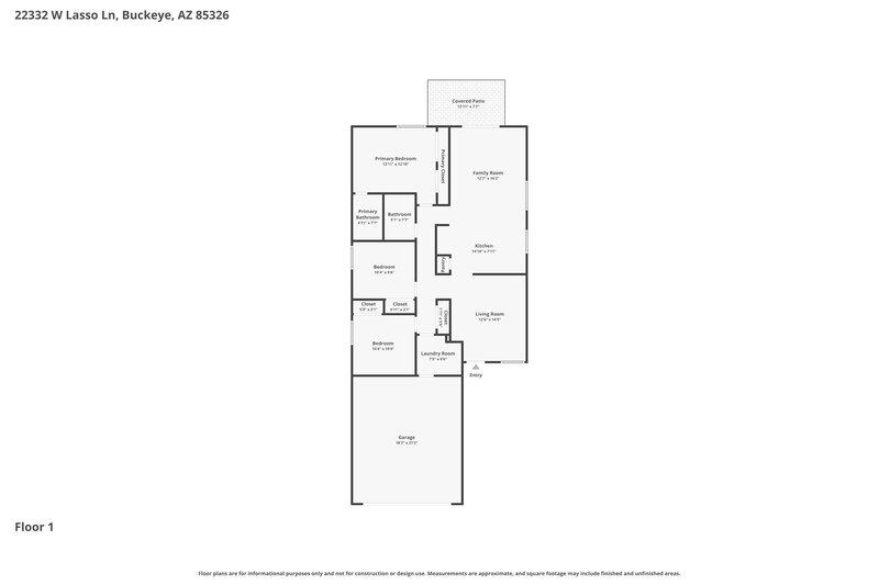 1,760/Mo, 22332 W Lasso Ln Buckeye, AZ 85326 Floor Plan View