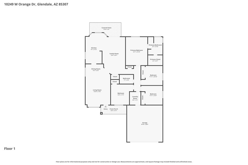 2,365/Mo, 10249 W Orange Dr Glendale, AZ 85307 Floor Plan View