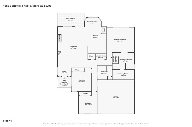 2,825/Mo, 1380 E Sheffield Ave Gilbert, AZ 85296 Floor Plan View