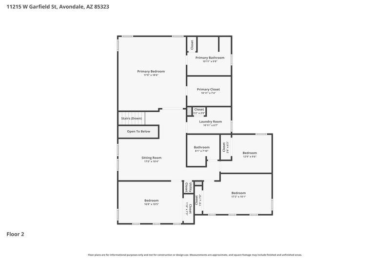2,455/Mo, 11215 W Garfield St Avondale, AZ 85323 Floor Plan View 2