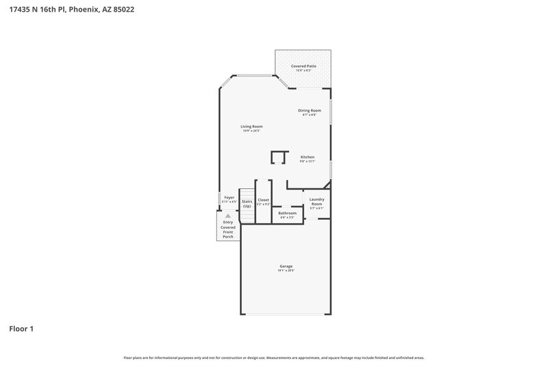 2,280/Mo, 17435 N 16th Pl Phoenix, AZ 85022 Floor Plan View
