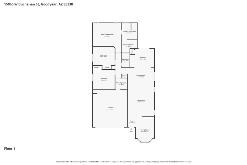1,910/Mo, 15066 W Buchanan St Goodyear, AZ 85338 Floor Plan View