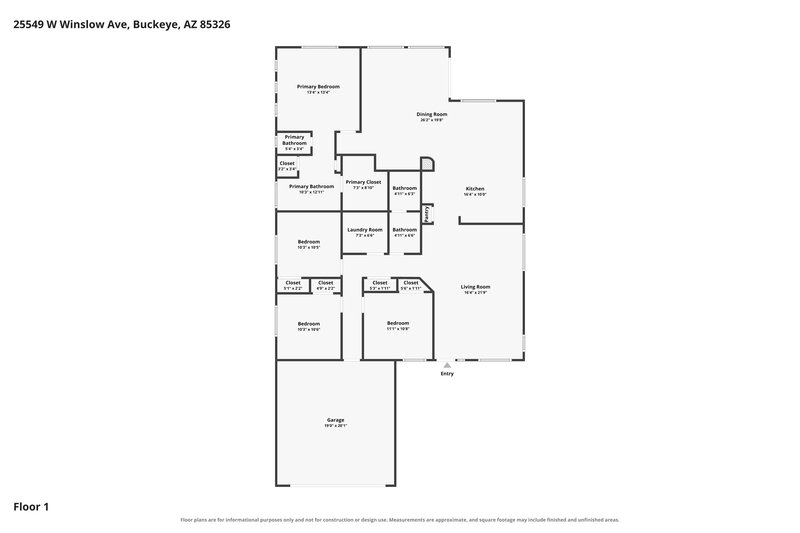 1,955/Mo, 25549 W Winslow Ave Buckeye, AZ 85326 Floor Plan View