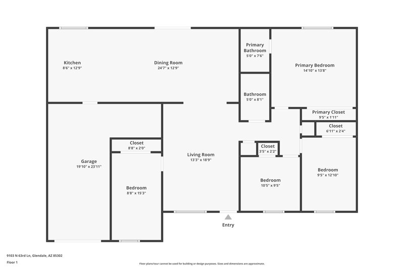 1,995/Mo, 9103 N 63rd Ln Glendale, AZ 85302 Floor Plan View