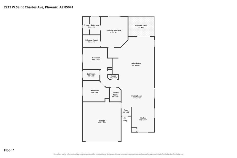 2,095/Mo, 2213 W Saint Charles Ave Phoenix, AZ 85041 Floor Plan View