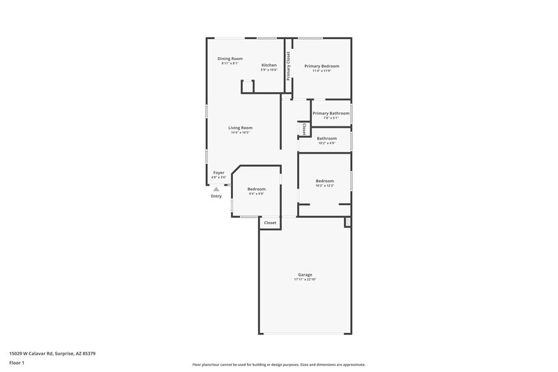 1,635/Mo, 15029 W Calavar Rd Surprise, AZ 85379 Floor Plan View
