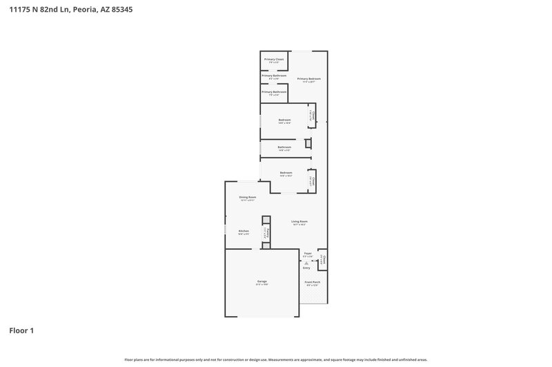 2,390/Mo, 11175 N 82nd Ln Peoria, AZ 85345 Floor Plan View