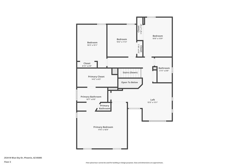 2,255/Mo, 2534 W Blue Sky Dr Phoenix, AZ 85085 Floor Plan View 2