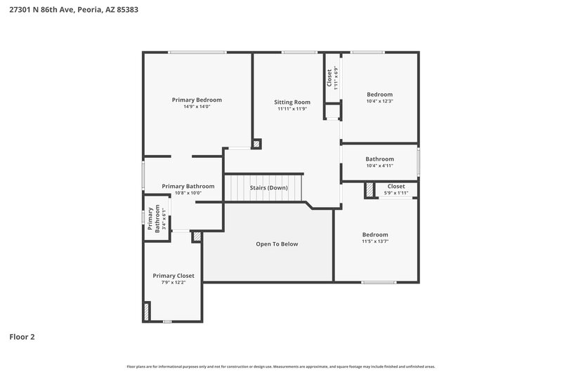 2,940/Mo, 27301 N 86th Ave Peoria, AZ 85383 Floor Plan View 2