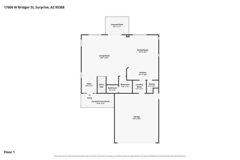 2,395/Mo, 17606 W Bridger St Surprise, AZ 85388 Floor Plan View 2