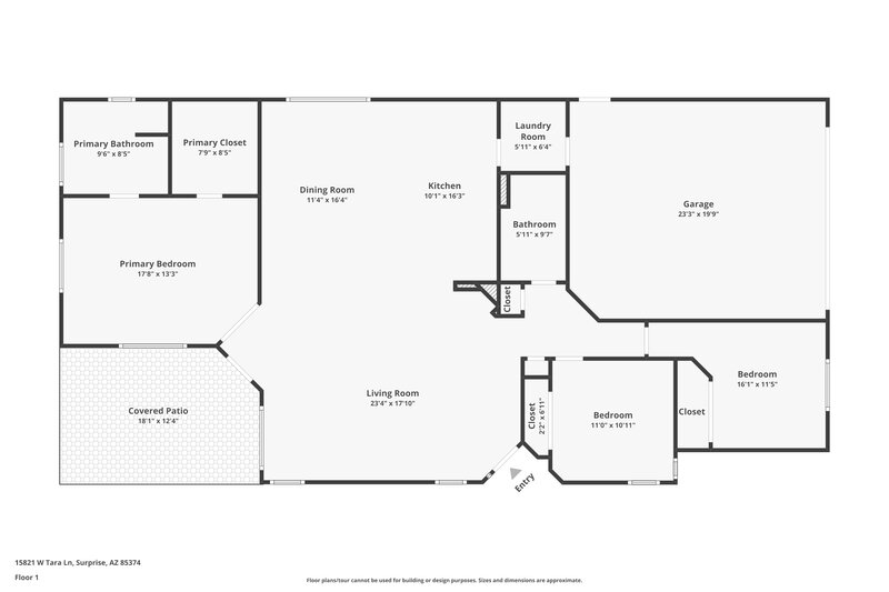 1,905/Mo, 15821 W Tara Ln Surprise, AZ 85374 Floor Plan View