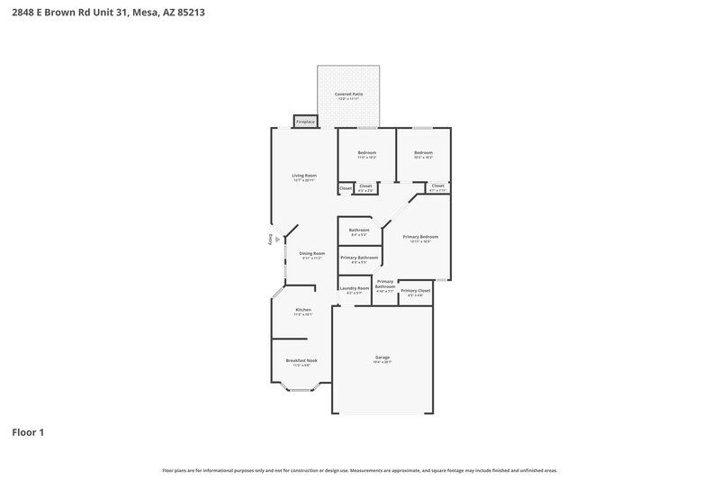 2,415/Mo, 2848 E Brown Rd Unit 31 Mesa, AZ 85213 Floor Plan View