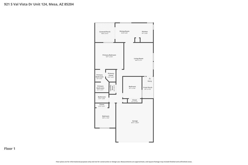 2,230/Mo, 921 S Val Vista Dr Unit 124 Mesa, AZ 85204 Floor Plan View