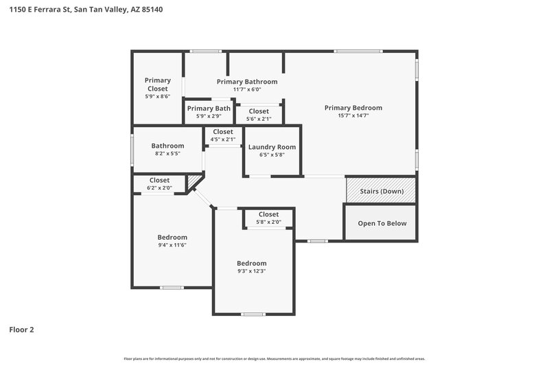 1,895/Mo, 1150 E Ferrara St San Tan Valley, AZ 85140 Floor Plan View 2