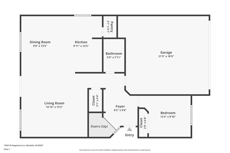 1,975/Mo, 12927 W Peppertree Ln Glendale, AZ 85307 Floor Plan View