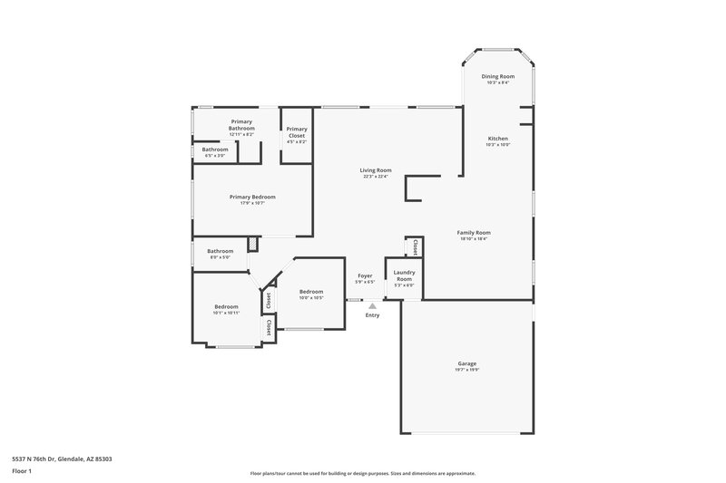 1,990/Mo, 5537 N 76th Dr Glendale, AZ 85303 Floor Plan View