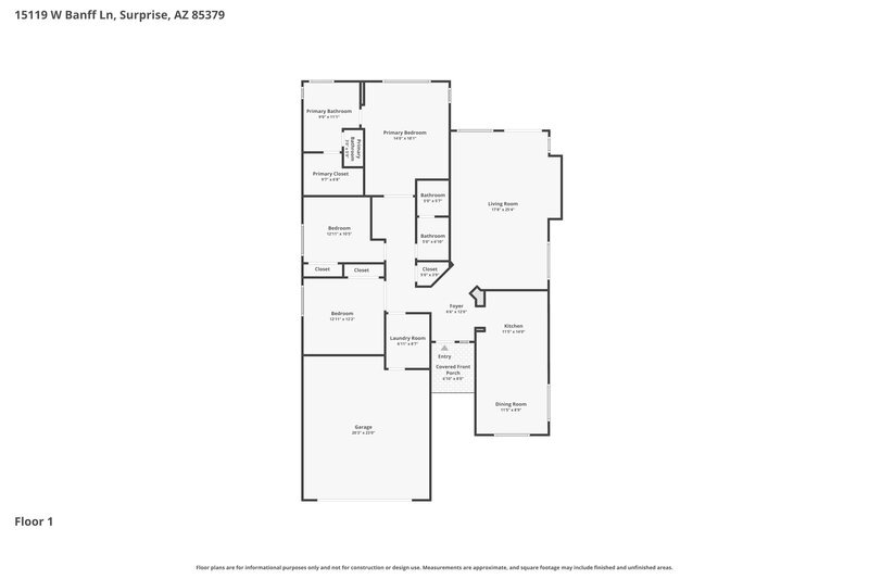 2,150/Mo, 15119 W Banff Ln Surprise, AZ 85379 Floor Plan View